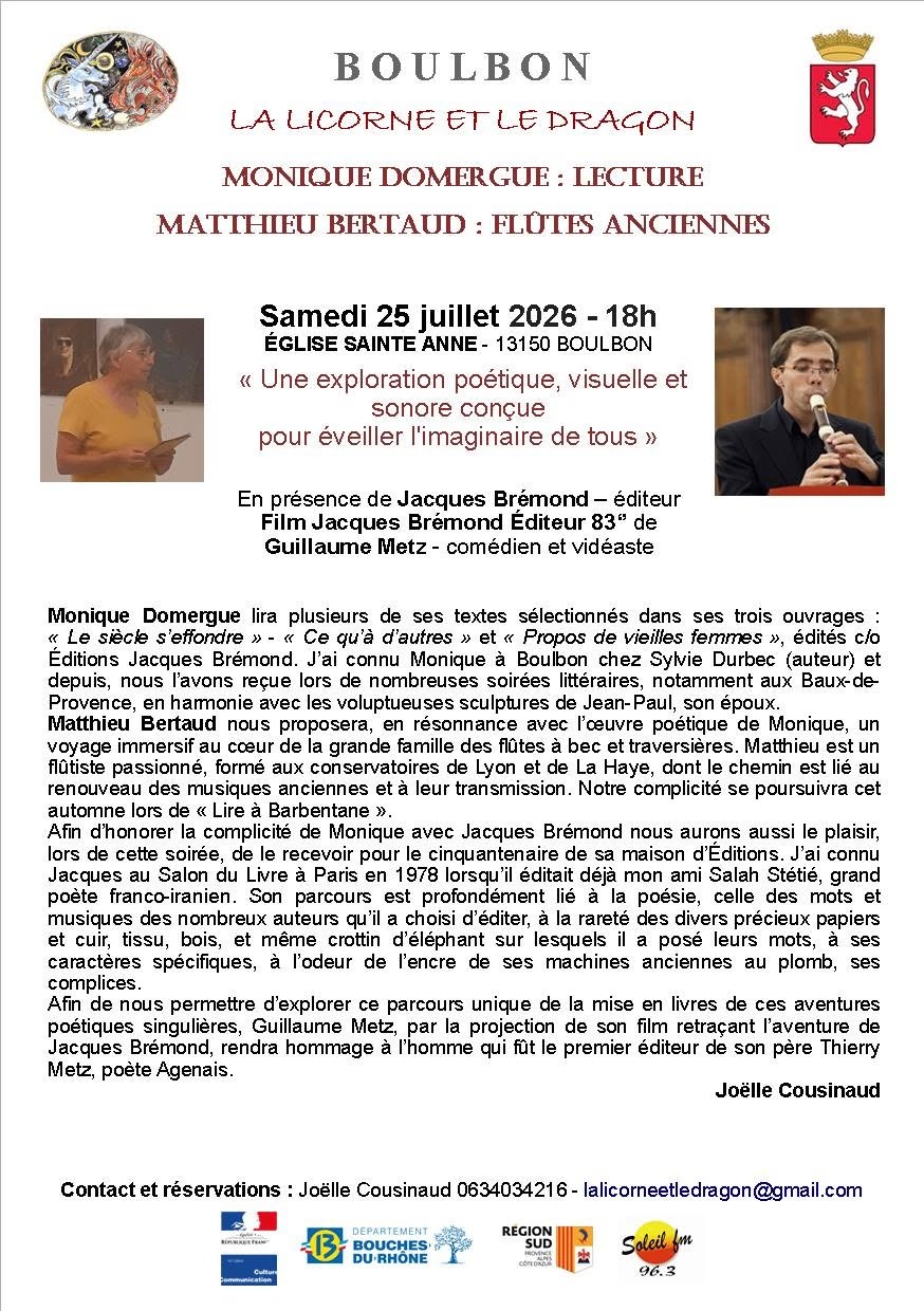 Lecture / concert - Monique Domergue et Matthieu Bertaud_Boulbon